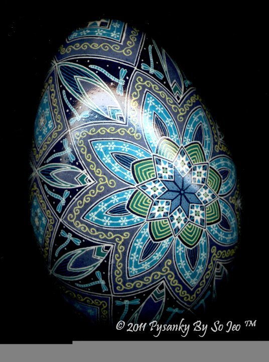 Midnight Flight of the Dragonfly Ukrainian Easter Egg Pysanky By So Jeo